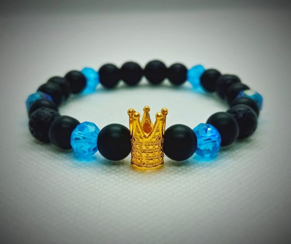 FB_IMG_1753718769733 Pulsera azul de corona en oro laminado