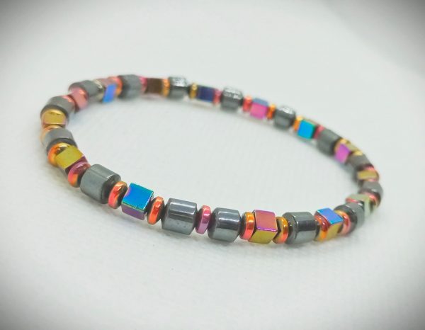 Pulsera elástica con piedras naturales hematita tornasol