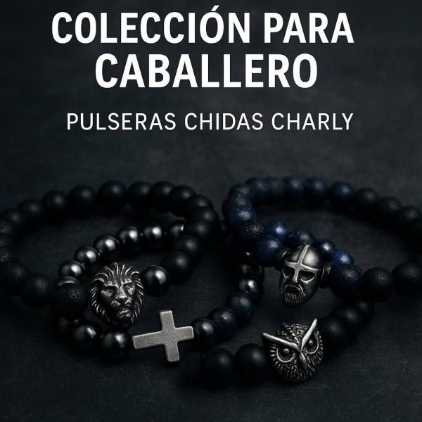 Pulsera ajustable de piedras naturales ónix mate, turquesas y dije de Gladiador plateado