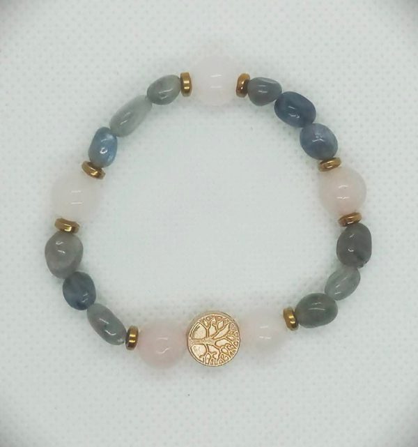 2025/08/1001182364.jpg Pulsera elástica de árbol de la vida con labradorita, cuarzo rosa y hematita dorada