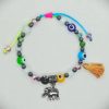 Pulsera ajustable de ojos turcos, cristales facetados, hematitas y dije de Elefante plateado