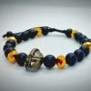 Pulsera ajustable de Gladiador en oro viejo con piedras naturales ónix mate y cristales dorados