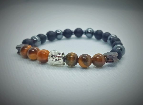2026/01/1002582066.jpg Pulsera de Buda plateado con piedras naturales ónix, hematita y ojo de tigre