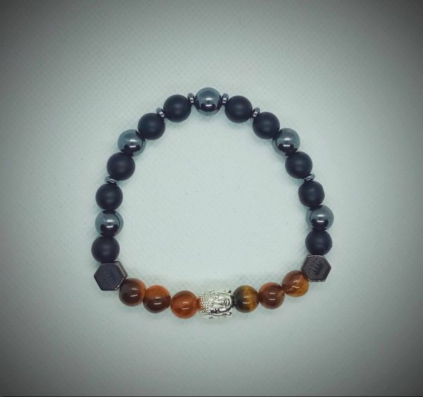 2026/01/1002582067.jpg Pulsera de Buda plateado con piedras naturales ónix, hematita y ojo de tigre